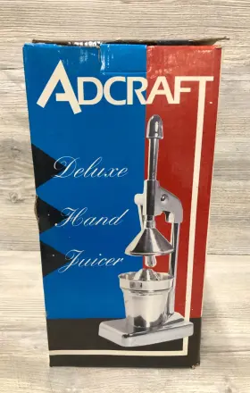Hjd-15 Adcraft New Open Box Deluxe Hand Juicer Chrome Oranges Lemons Limes