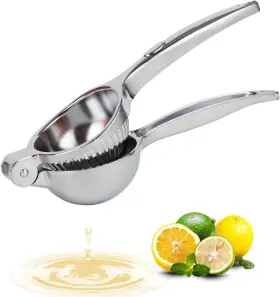 A00285 Agirlvct Lemon Squeezer Heavy Duty Zinc Manual Juicer Threaded Groove Silver