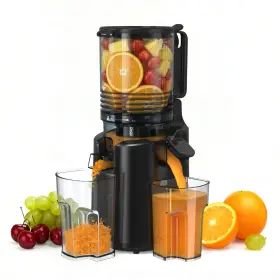 Ama Pear 760111404608 Cold Press Juicer Machines With 6 Inch Large Wide Feed Chute High Juice