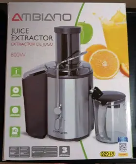 92918 Ambiano Juice Extractor 800w Countertop Juicer Large Feed Tube Pulp Bin Dw Safe