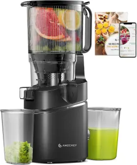 Amzchef Ul-sj-036-bk Juicer Machines 5.8 Inch Extra Self-feeding Cold Press For Whole Veg