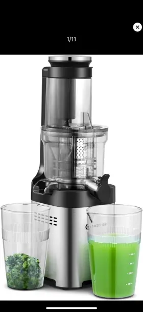 Zm1902 Amzchef Cold Press Masticating Juicer - 3.1 Inch Large Feed Chute Stainless Steel