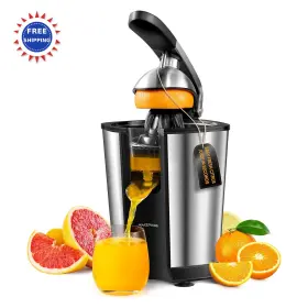 Juc003 Amzpass Electric Orange Juicer Citrus Squeezer With 2 Cones Soft Grip Stainless Steel