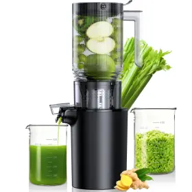 Assountgh 781285402498 Cold Press Juicer 5.4 Inch Wide Feed Chute Machines High Juice Yield Slow