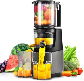 Je120-35m00b Atsent Cold Press Juicer Slow Masticating Machines With 5.3 Inch Large Deep Grey