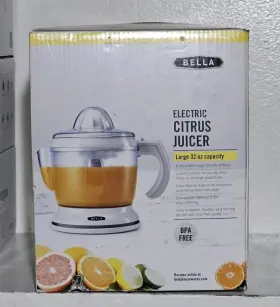 14768 Bella Electric Citrus Juicer 32 Oz White 5 Settings Auto Reverse Dishwasher Safe