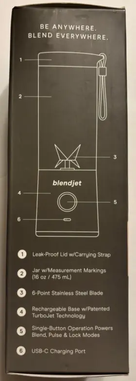 Blendjet 810053640005 2 Portable Cordless Rechargeable Blender Black . New Sealed Box #3