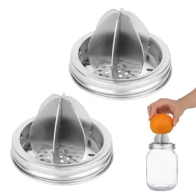 1061076 Boxob 2pcs Stainless Steel Juicer Lid For 3.38 Inch Wide Mouth Mason Jar Upgraded