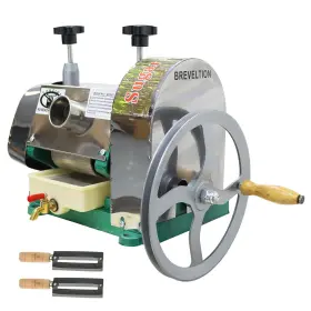 Breveltion 760714827514 Manual Sugar Cane Press Juicer Machine 3 Rolls Stainless Steel Sugarcane Cru
