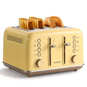 B0fg2npcbx Buydeem Dt640 Retro 4-slice Toaster 7-shade Settings 1.5 Inch Slots Stainless Steel