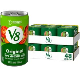 Campbell Soup Company 313044746705 V8 Original 100% Vegetable Juice 5.5 Oz 6 Packs Of 8 Tomato Blend Beverage