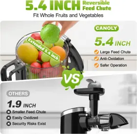 Je-75b-1009 Canoly Cold Press Juicer Masticating With Quiet Motor Classic Silver #2