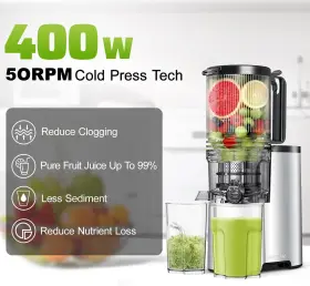 Je-75b-1009 Canoly Cold Press Juicer Masticating With Quiet Motor Classic Silver #3