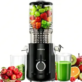 127001 Celiberry Cold Press Juicer 5.3 Inch Large Feed Chute Slow Masticating 300w 99% Yiel