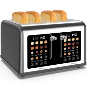 B0f7rj5b9s Clixane 4-slice Toaster Touch Screen Stainless Steel Digital Timer Dual Control 8 Shade