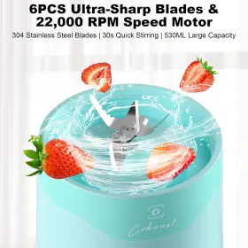 Psb-6-gn Cokunst 18oz Portable Blender Usb Rechargeable Personal Size Blenders Smoothie #3