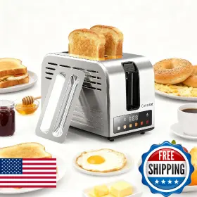 Consciot B0fxm8zq27 Smart Touch Screen Toasters 2 Slice 6 Browning Levels Timer Reheat Defr