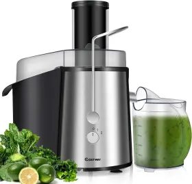 23782-cype Costway Juice Extractor 75mm Wide Mouth Stainless Steel Juicer Machines 2-spee
