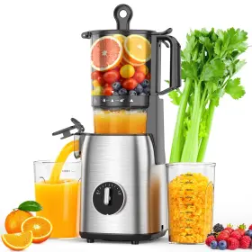 Cowsar 978514424312 Cold Press Juicer Machines 5.4 Inch Wide Feed Chute Slow Masticating Juic