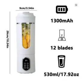 Hs-889 Crearoma New 530ml Portable Juicer Wireless Usb 12-blade Crushed Ice