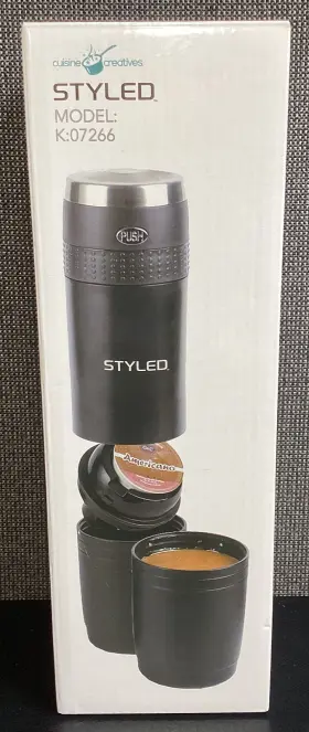 K-07266 Cuisine Creatives Sytyled Single Cup Portable Coffee Brewer Battery Operated Nib