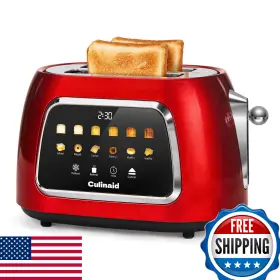 B0fly4v4f3 Culinaid 2-slice Toaster Retro Steel Digital Touchscreen Bagel Defrost Red