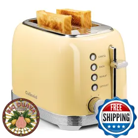 B0fm2g9mc3 Culinaid 2-slice Retro Stainless Steel Toaster Wide Slots Bagel Defrost Reheat Y