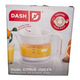 Dpj200 Dash Dual Citrus Juicer White With Pulp Control 20 Fl Oz Capacity 25 Watts New