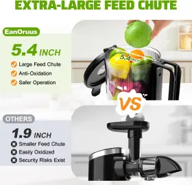 400w Eanoruus 744110069662 Cold Press Juicer Slow Machines With 5.4 Inch Wide Feed Chute Masticat #2