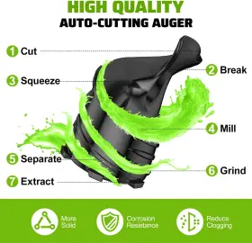 400w Eanoruus 744110069662 Cold Press Juicer Slow Machines With 5.4 Inch Wide Feed Chute Masticat #3