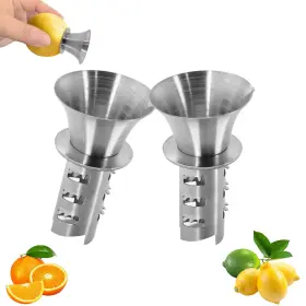 Eispap 739426406386 2pcs 18/8 Stainless Steel Manual Lemon Juicer 1.57 Inch W X 2.76 H Silver