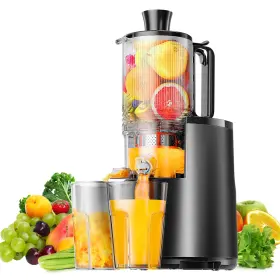 400w Euhomy 850070202763 Cold Press Juicer 5.5 Inch Extra Large Feed Chute Slow Masticating