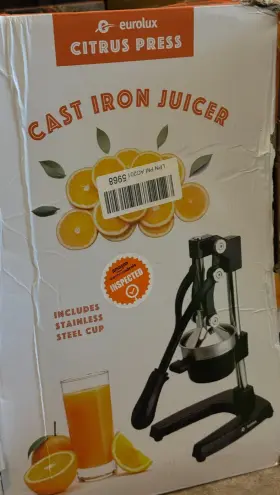 Elj5001b Eurolux Cast Iron Citrus Juicer Extra-large Commercial Grade Manual Hand Press Heavy