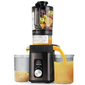 Fab&deluxe 038861764342 Cold Press Juicer Masticating With 4.3 Inch Wide Feed Chute Dual Stainle