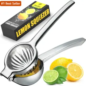 Finedine 744759789990 Premium Lemon Squeezer Stainless Steel - Heavy Duty Lime Juicer