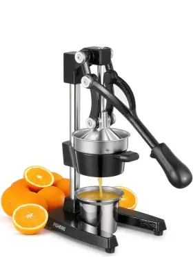 036001 Fohere Commercial Cast Iron Citrus Juicer Orange Lemon Squeezer Stainless Cup