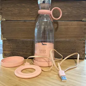San214 Fresh Juice Pink Portable Mini Fruit Blender 350ml Usb Rechargeable