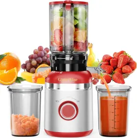 Mk-sj22-11 Glowwise Juicer Machines With Built-in Blades For Slicing Whole Fruits Red And Sliver