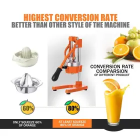 Gowintech 745924784246 Commercial Heavy Duty Cast Iron Hand Press Manual Orange Citrus Lemon Lime Gr #3
