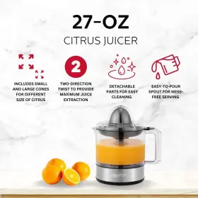 Holstein Housewares 810072402226 27-oz Citrus Juicer Black/stainless Steel - Ideal For Freshly Squeezed Orang #2