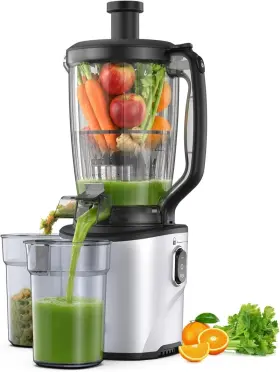 Ideabay Bj23 Slow Juicer Cold Press 600w 100oz 6.5 Inch Chute Easy Clean