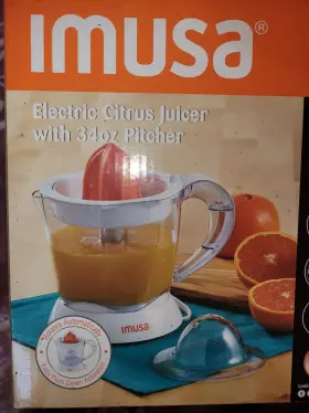 Gau-80340 Imusa Electric Citrus Juicer With 34oz Pitcher In White Color