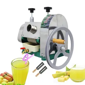 Intbuying 738633974282 Three Rollers Manual Sugarcane Juicer Stainless Steel Sugar Cane Ju
