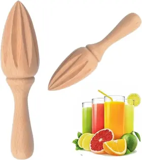 Jizlan 702999281322 Wooden Citrus Reamer Handheld Hand Lemon Juicer Portable Fruit Squeeze