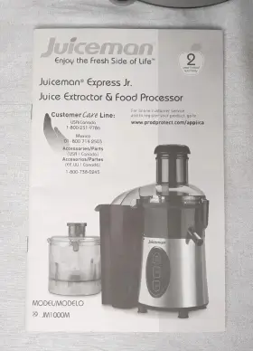 Jm1000m Juiceman Juice Extractor With Food Processor Model #jm1000m Manual #2