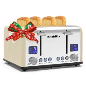 B0f1mcgvwm Kitchmix 4-slice Stainless Toaster Bagel Lcd Timer Extra Wide Slots Dual Screen