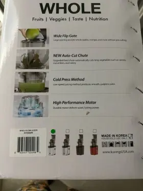 Revo830sw Kuvings Whole Slow Juicer Cold Press Masticating 88mm Chute White