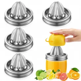 Lem-lemonroad-3138 Lemonroad 4 Pcs Mason Jar Stainless Steel Juicer Lid