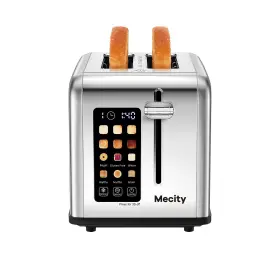B0cg5gtyfr Mecity 2 Slice Toaster Touch Screen 1.5 Inch Wide Slot Stainless Steel Smart Bread