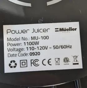 Mu-100 Meuller Mueller Juicer Base Cord Bottom Panel Replacement Part #2